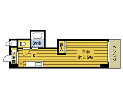 クレイン大手町 2階ワンルームの間取り