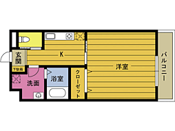 ウイングロード大道 1Kの間取図画像