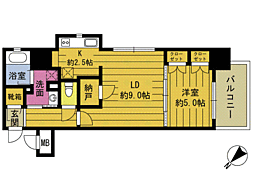 RJRプレシア大分駅前 1LDKの間取図画像