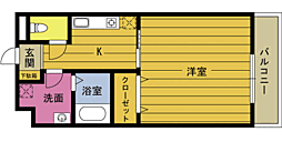 ウイングロード大道 1Kの間取図画像