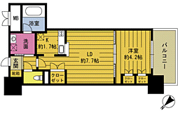 RJRプレシア大分駅前 1LDKの間取図画像