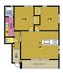 アートテラス元1 2LDKの間取図画像