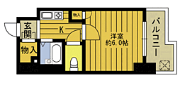 ベルエール大在 1Kの間取図画像