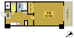 JR日豊本線 大在駅 徒歩10分の賃貸マンション 2階1Kの間取り