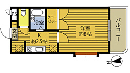 エスポアールゆきII 4階1Kの間取り