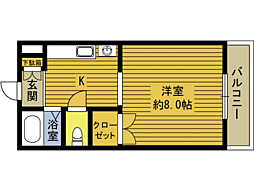 ジョイフル政所 3階1Kの間取り