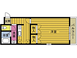 パレドール大在I807 8階1Kの間取り