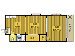 ビューハイツ迫 2Kの間取図画像