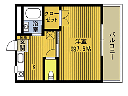 サニーパレス横田 1Kの間取図画像