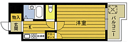 ベルエール大在 1Kの間取図画像