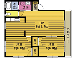 セントポーリア2 2LDKの間取図画像