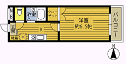 インテリジェントコーポNo.7 1Kの間取図画像