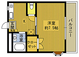 サニーパレス横田 1Kの間取図画像