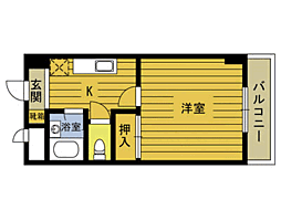スカイコート大分 1Kの間取図画像