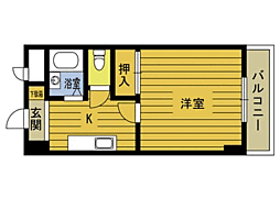 スカイコート大分 1Kの間取図画像