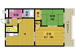 第1今井ビル 2DKの間取図画像