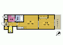 S-FORT大分岩田町 1DKの間取図画像