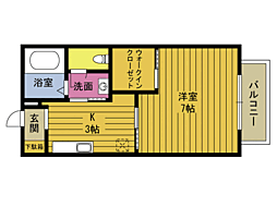 グランシード池田 1Kの間取図画像