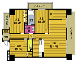 サーパス王子1008号室 1008 ｜ 大分県大分市王子港町（賃貸マンション3LDK・10階・83.16㎡） その2