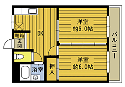 コーポスズキNo.7 2DKの間取図画像