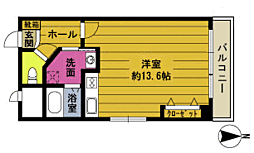 セゾン城崎 ワンルームの間取図画像