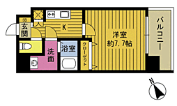 S-FORT高砂町 1Kの間取図画像