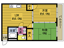 ベルファスト 2DKの間取図画像