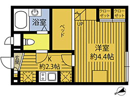 ル・パラディ原 1階1Kの間取り