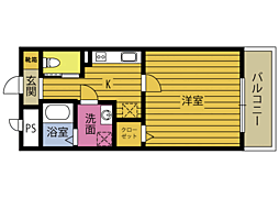 リデアル京町 1階1Kの間取り