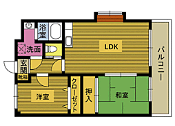 S.アディ中浜 2LDKの間取図画像