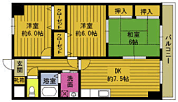 第2クレスト河野ビル 4階3DKの間取り