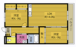 プランドールKIZU 2LDKの間取図画像