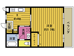 スエヒロマンション 1Kの間取図画像