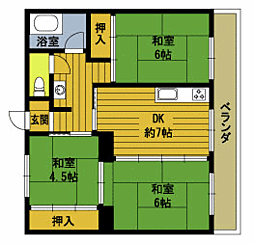 ラインハイム菊池 3DKの間取図画像