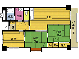 ファミール豊饒Ｂ 4階3LDKの間取り