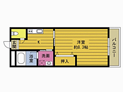 第8シャンテ西川 3階1Kの間取り