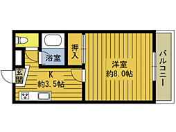 モア.セリア大分1 1Kの間取図画像
