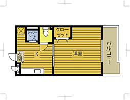 ＧＲＡＺＩＥ千桐 1階1Kの間取り