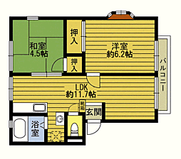 コーポよつば 2LDKの間取図画像