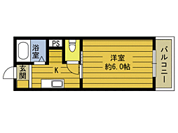 B-LINKMIYAZAKI 1Kの間取図画像