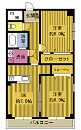 イータカリーナ花園甲能ビル 2DKの間取図画像