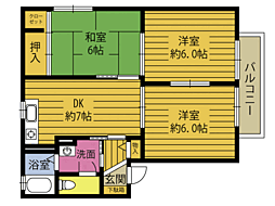 サニーハイツB 3DKの間取図画像