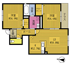 ラシーネ花園 2LDKの間取図画像