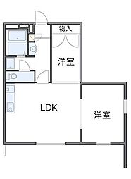 レオパレスみやま 1SLDKの間取図画像