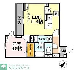 ジェルベーラ東柏ケ谷 1LDKの間取図画像