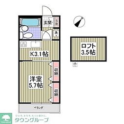 グレースアイル 1Kの間取図画像