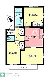 シエル2 3DKの間取図画像