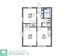 レオパレスサーナ 2DKの間取図画像
