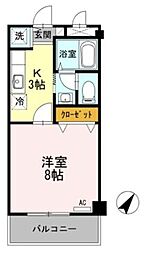 ブランシュ 1Kの間取図画像