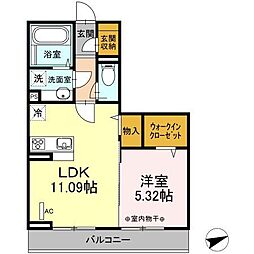 サザンウィング 1LDKの間取図画像